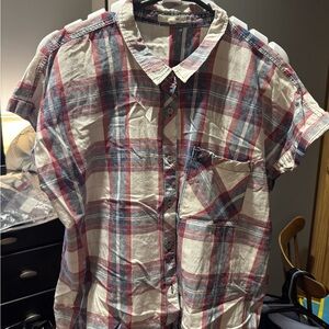 Women's Casual Plaid Button-Up Blouse